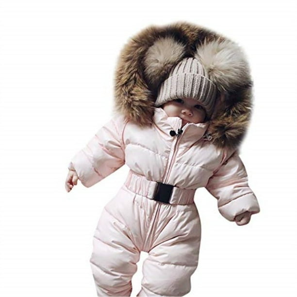Toddler Baby Boy Girl Winter Romper Jacket Hooded Jumpsuit Thick Coat Outfits